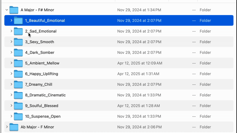 Browsing genre folders