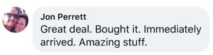 Customer review from Facebook